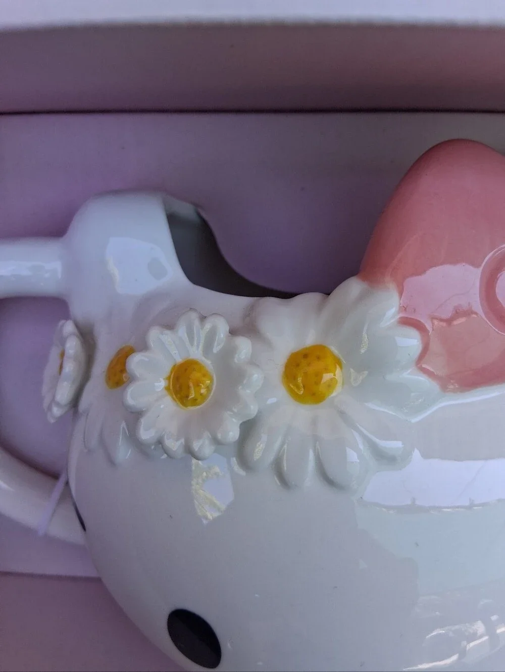 Hello Kitty Ceramic Face Mug Pair with Pink Bows and Purple Accents